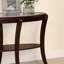 Console traditionnelle espresso / cerisier foncé, tablette de rangement en verre trempé de 5 mm sous la table