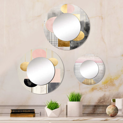 Latarsia Metal Round Mirror