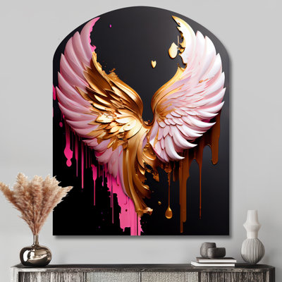 Capra - Arch Wings Angel Metal Wall Decor, Asymmetrical Metal Wall Sculpture Print