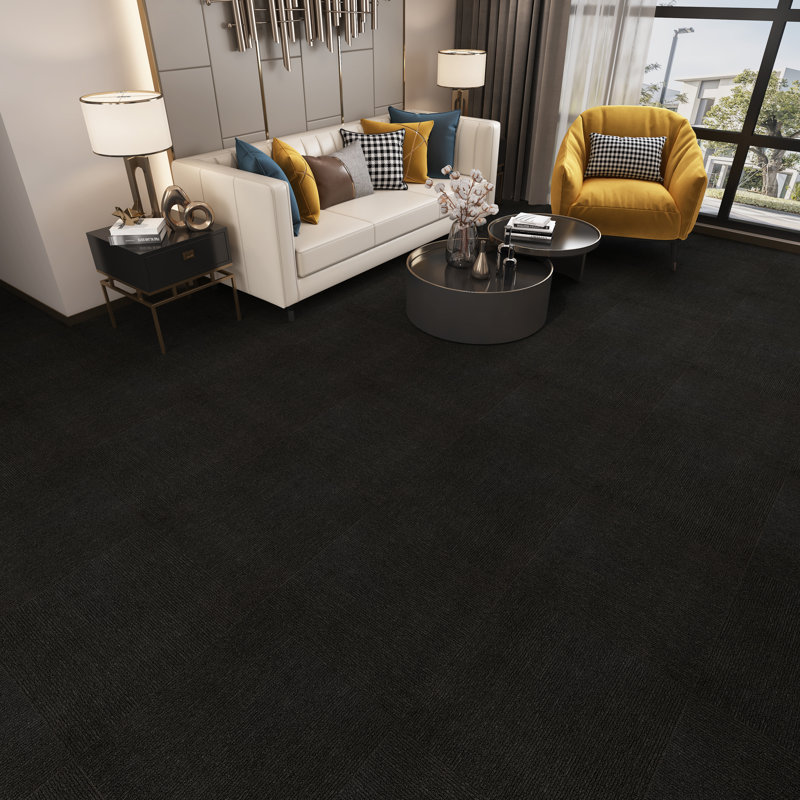 One Roll 24" W X 118" L Peel And Stick Luxury Carpet, Black