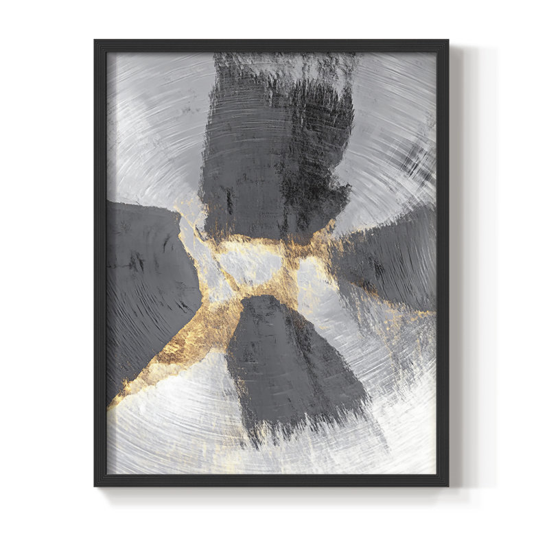 Abstrait, imprimé encadré - prêt à accrocher -, H 10 po x l 8 po, Noir