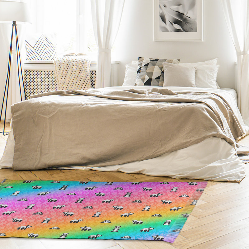 Rose Panda/rouge/jaune Tapis décoratif, Oui