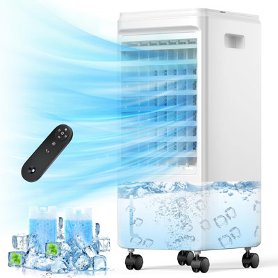 Portable Windowless Evaporative Air Swamp Cooler for Room Bedroom Indoor, 1.85 Gallon Water Tank, 3 Speeds, 80° Oscillating, Quiet Cooling Fan for Home Office