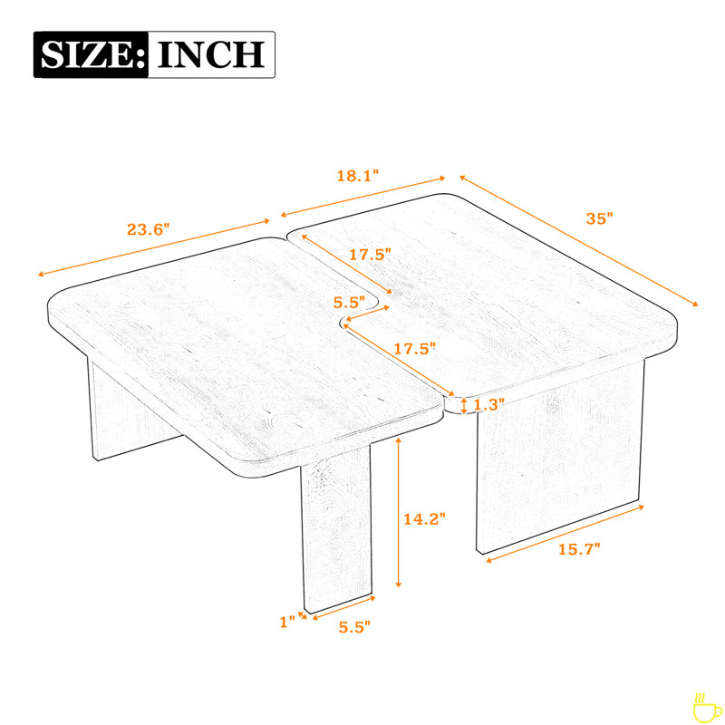 Rectangle Coffee Table With Splicing Design, Multifunctional Combination Table, Espresso