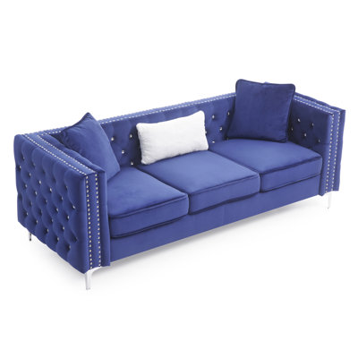 Paige 86in Sofa, Blue