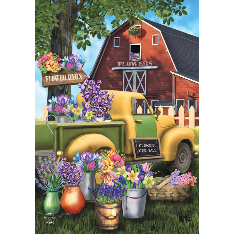 Flower Barn Spring Garden Flag