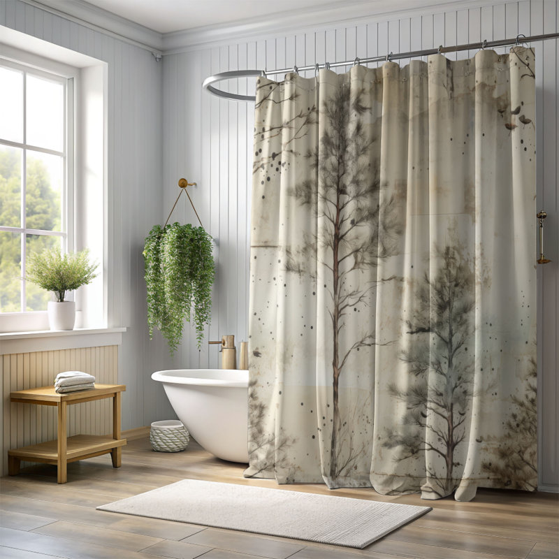 Winter Silhouettes - Rideau de douche Premium, H 74 po x l 71 po