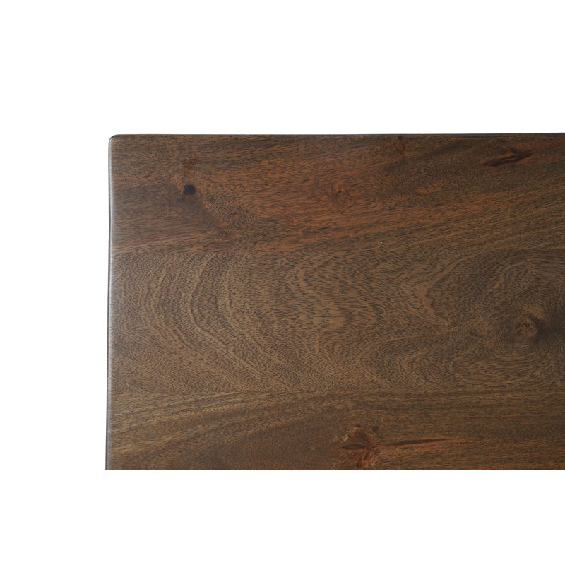 7-piece Live Edge Solid Wood Dining Set, Beige/Dark Brown