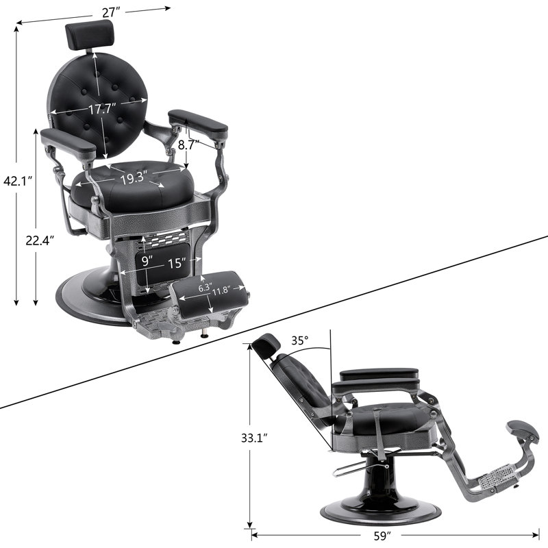Fauteuil inclinable à haute inclinaison hydraulique, Similicuir noir