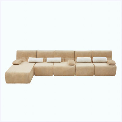 161.8" Oversized Boneless L-Shaped Sectional Sofa, Coffee Brown Cozy Couch for Living Room, Big Family Home
