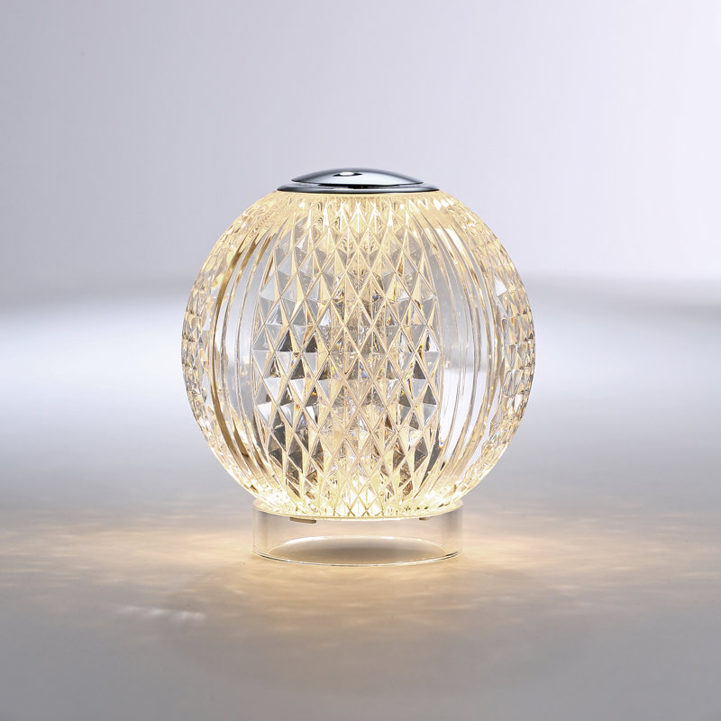 Marni LED Table Lamp, 4.38" H x 3.63" W x 3.63" D, Clear/Polished Nickel, Polished Nickel