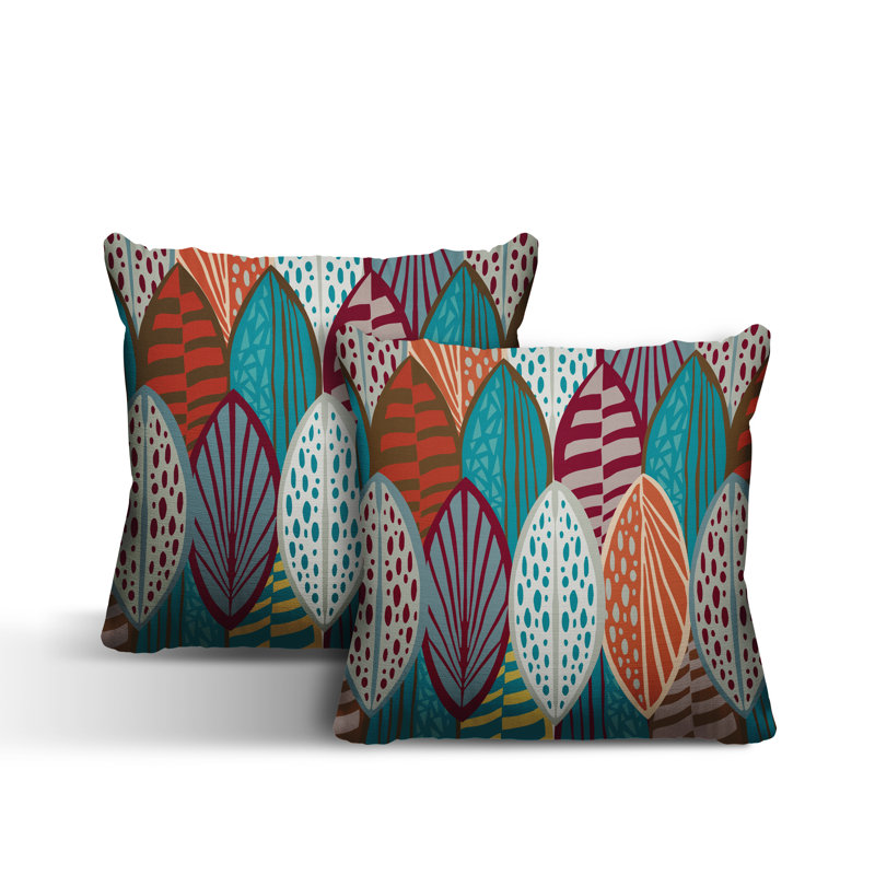 Abstract Outdoor Reversible Throw Pillow, 17W" x 17H", Turquoise