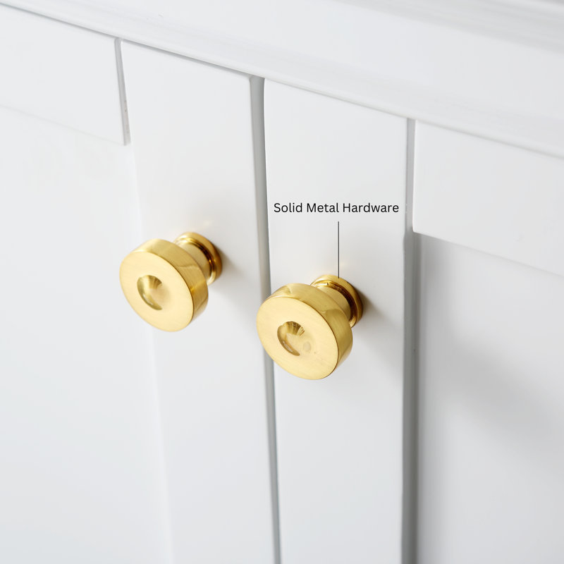 Audrey 66'' W Double Vanity, Carrara White, White | Brushed Gold