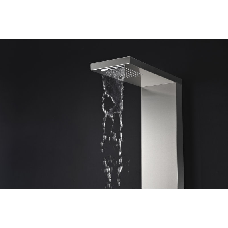 Govenor 64" Brushed Steel Shower Panel with Rain Shower and Spray Wand