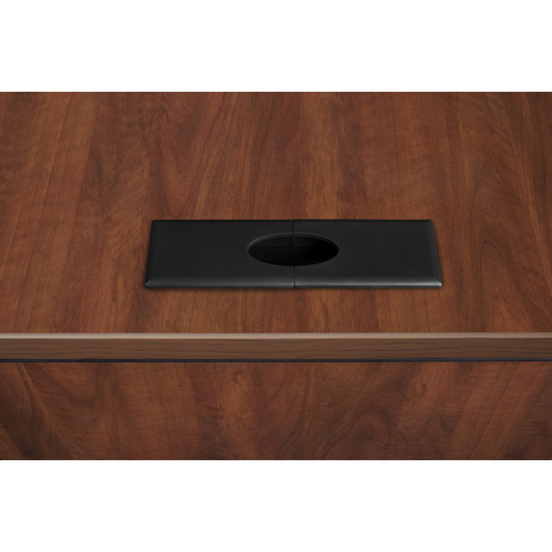 Nevjana L Desk with Double Pedestal Drawer Unit, Cherry, 29" H x 60" W x 65" D