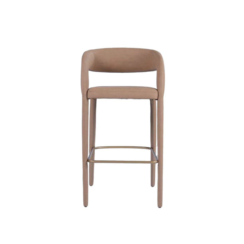 Arshaluys Modern Leatherette Bar Chair, Tan, 41.3" H x 22.8" W x 21.2" D