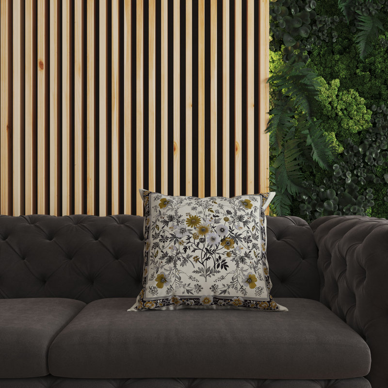 Coussin réversible Garden Glory, Noir / gris / orange, H 16 po x l 16 po
