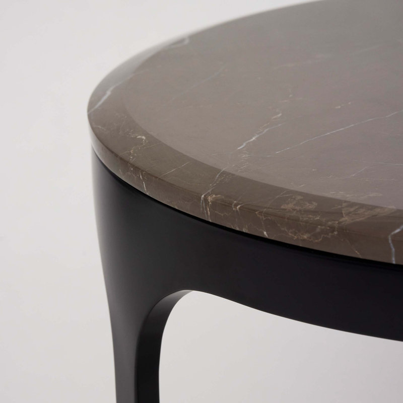 Camilla Marble End Table, Matte Black, Terra Brown, 22" H x 20" W x 20" D