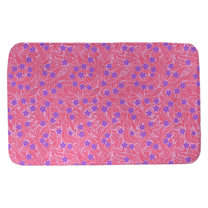 Tapis pour salle de bain florale à tourbillons katelyn elizabeth Avicia, l 21 po x L 34 po, Rose / Mauve
