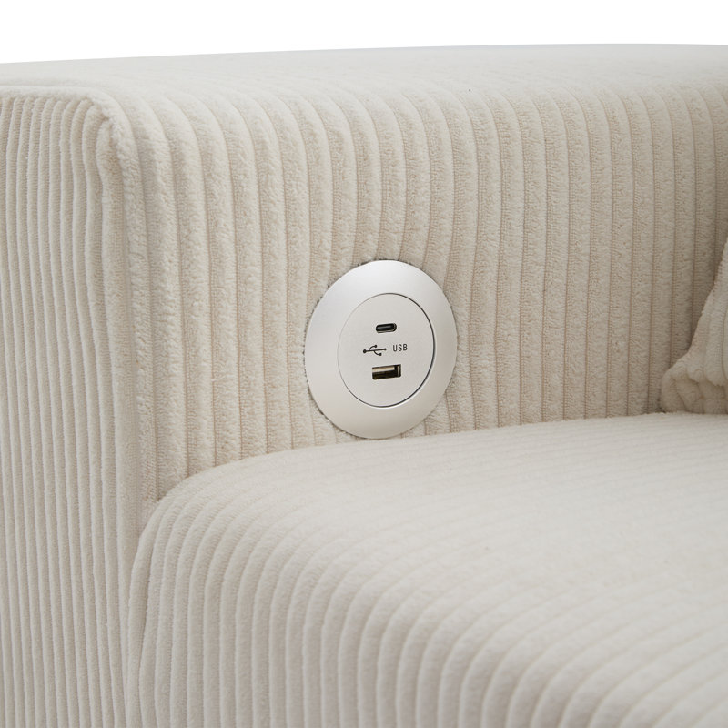 Sofa, Beige Corduroy, Beige