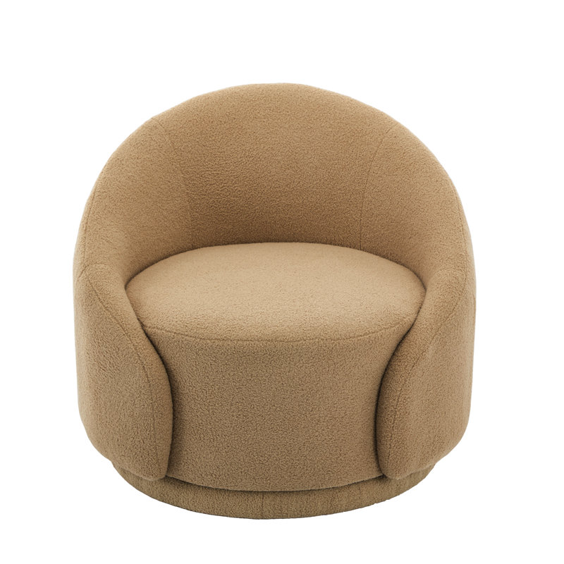 Aunna 89.2Cm Wide Swivel Barrel Chair, Light Brown Teddy