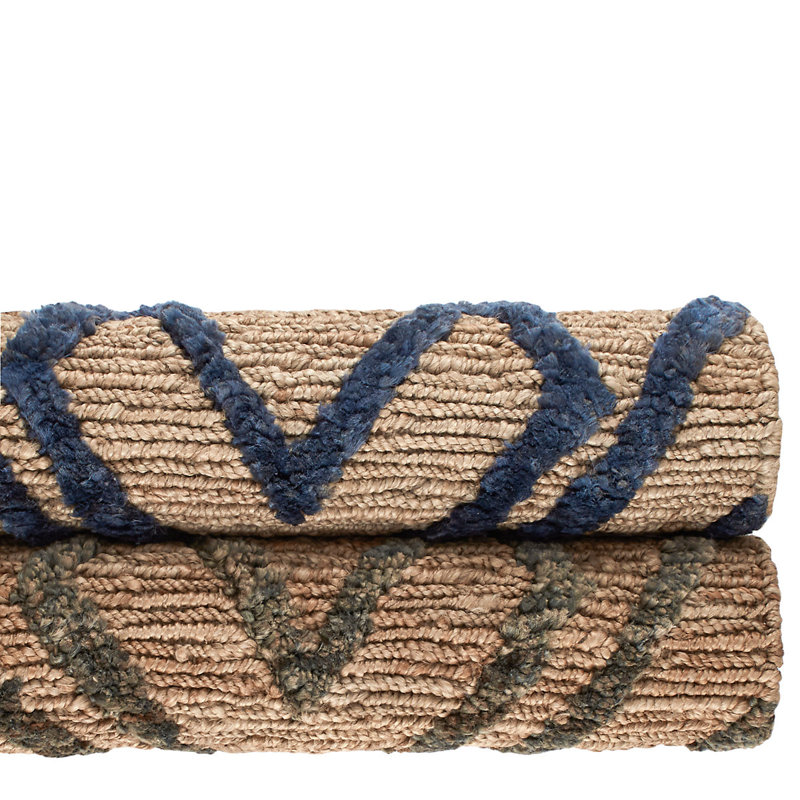 Marco Navy Jute Soumak Handwoven Rug, Rectangle 9'6" x 13'6"
