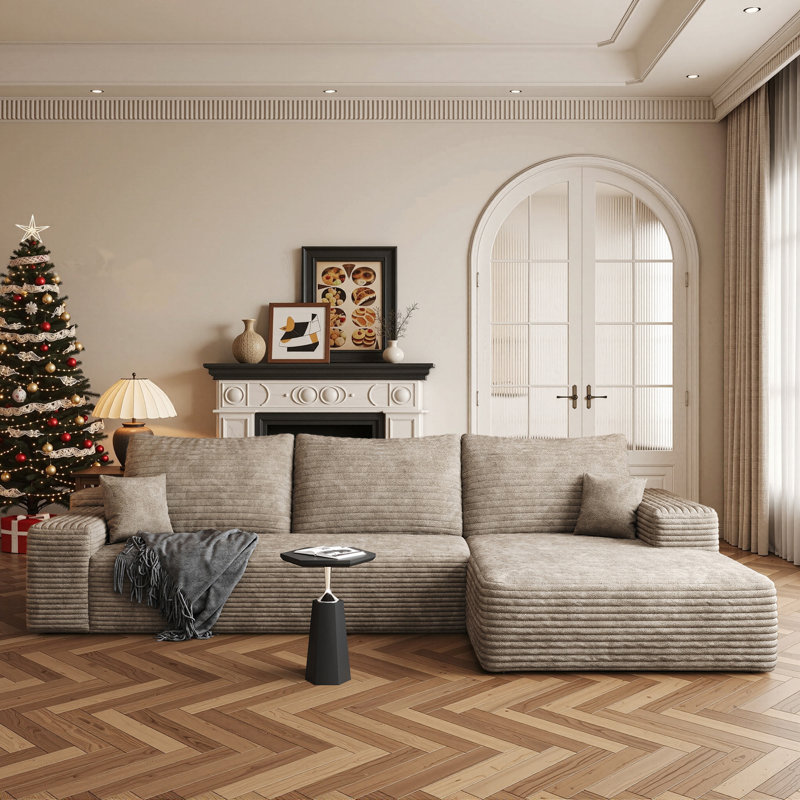 Canapé modulaire 108 po avec méridienne rembourrée 108 po, Camel, Oui