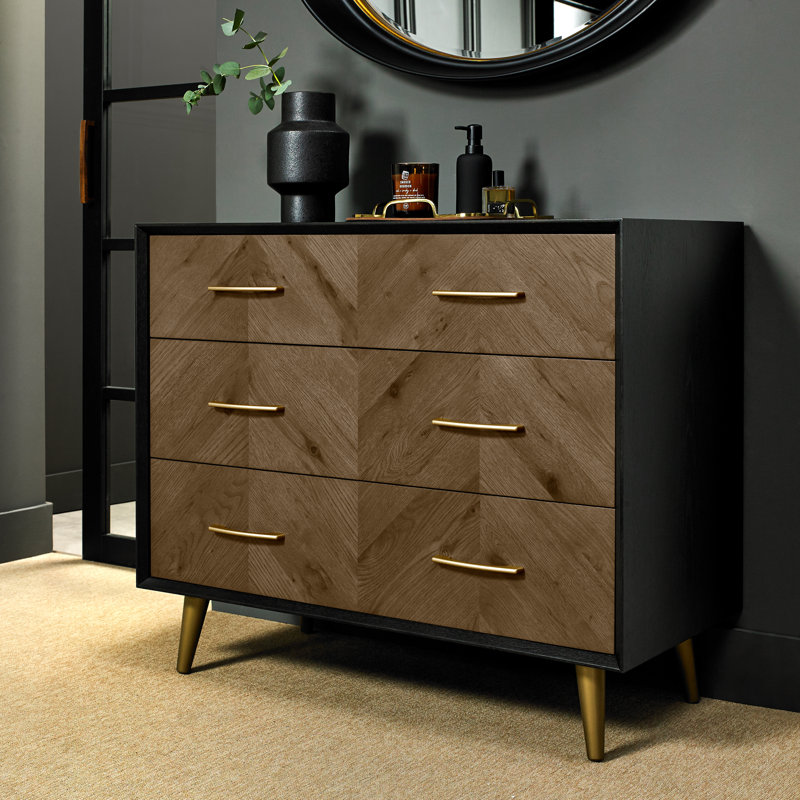 Ajaypal Fumed Oak 3 Drawer Chest