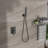 Dual Shower Head - 10 Inch Wall Mounted Square Shower System with Rough-in Valve,Matte black-129763822