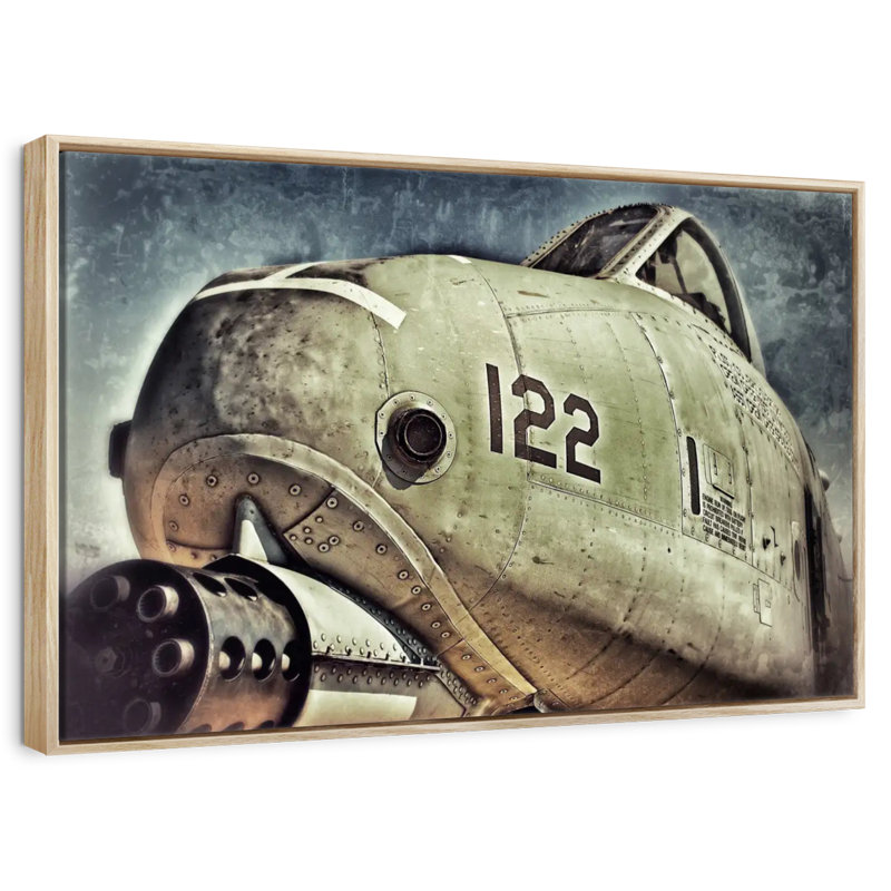 Avion à réaction Air Force, Cadre flottant en bois naturel, 43 po x 29 po