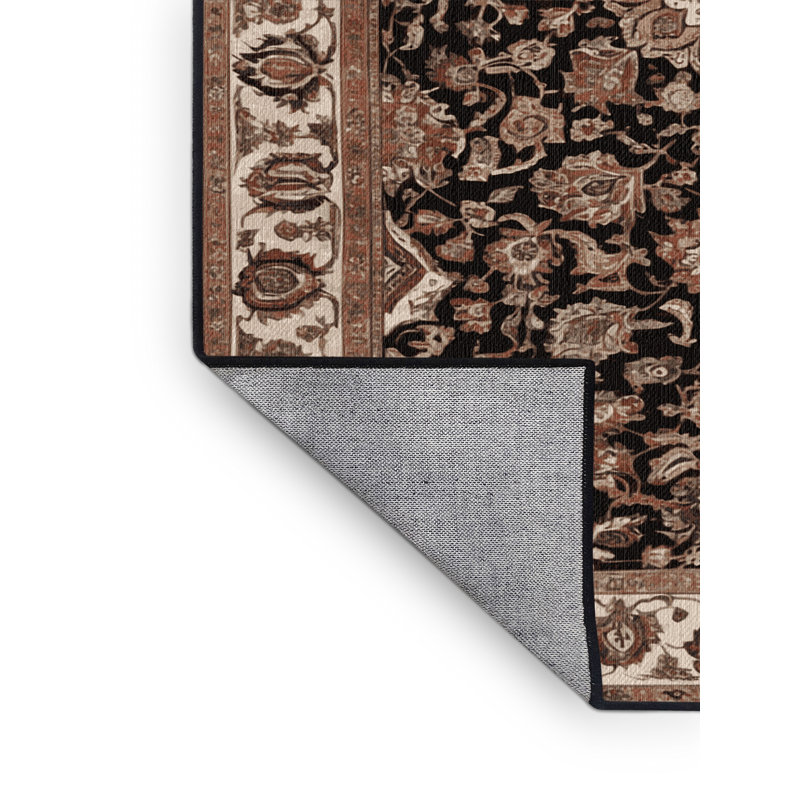 Tapis brun lavable à la machine, Rond 8 pi