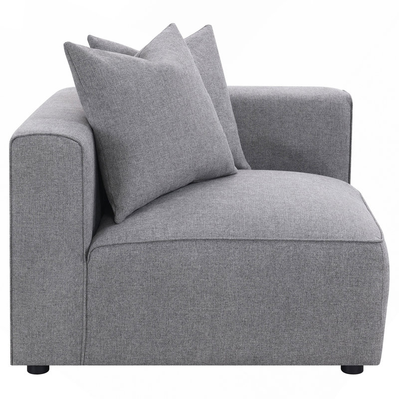 Chaise d'angle grise avec coussin décoratif, Gris