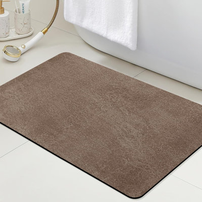 Tapis de bain antidérapant, tapis de salle de bain minces ajustables sous la porte, tapis de bain à séchage rapide, tapis de bain lavables à la machine pour salle de bain, baignoire et cuisine, baignoire et cuisine, brun / marbre / 24 x 16