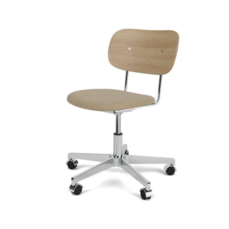 Co Swivel Task Chair, Natural Oak/Silver, Beige, Acrylic Blend