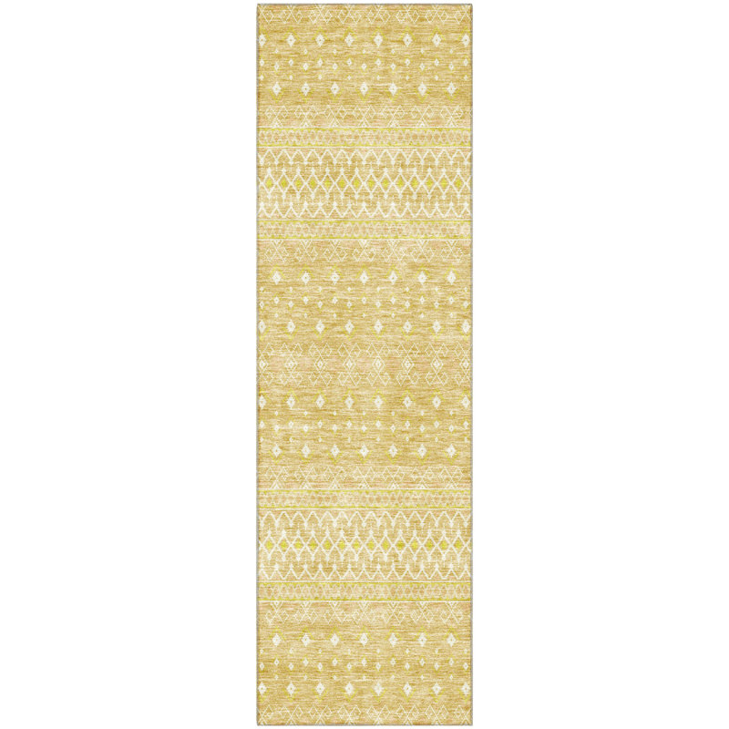 Premium Machine Washable Prisco Gold Rug, Runner 2'3" x 7'6"