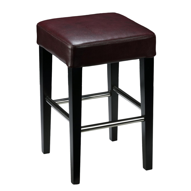 Landershire Upholstered Counter Stool with Solid Wood Frame, Merlot Wine Red
