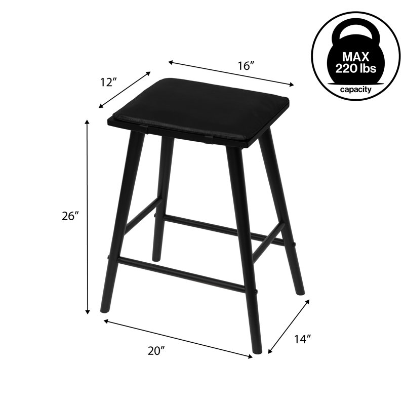 Siège de selle MidCentury Classic sans dossier, Siège noir / cadre noir, Counter Stool (26" Seat Height)