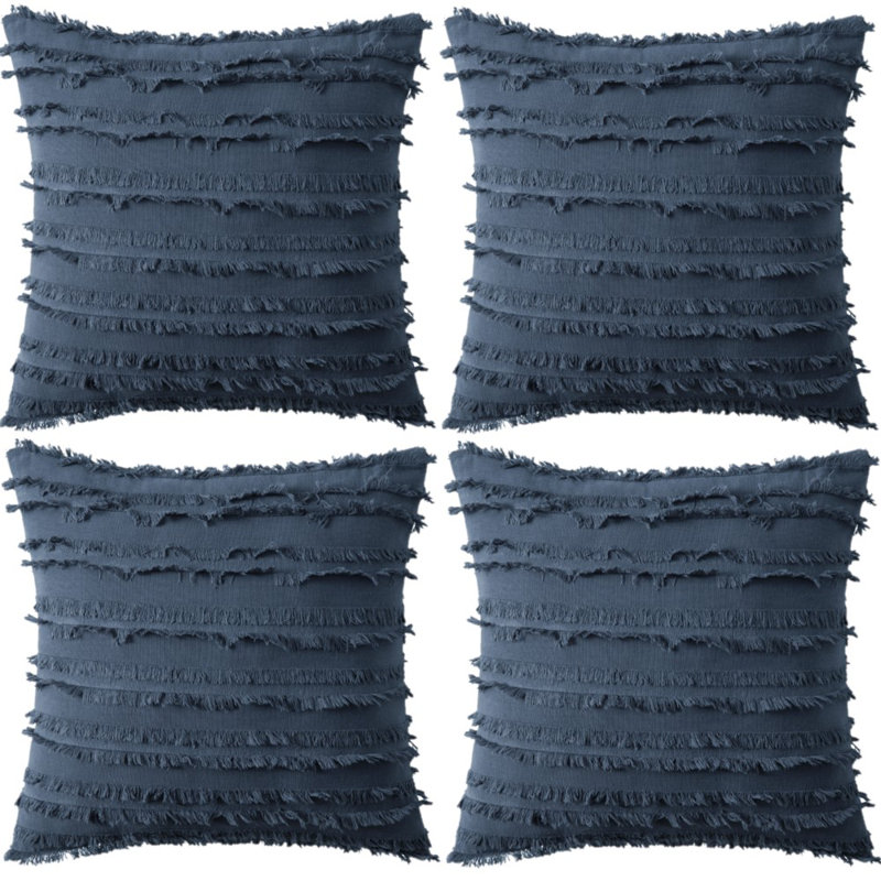 Cotton Blend Reversible Pillow Cover, Blue, 20" x 20"