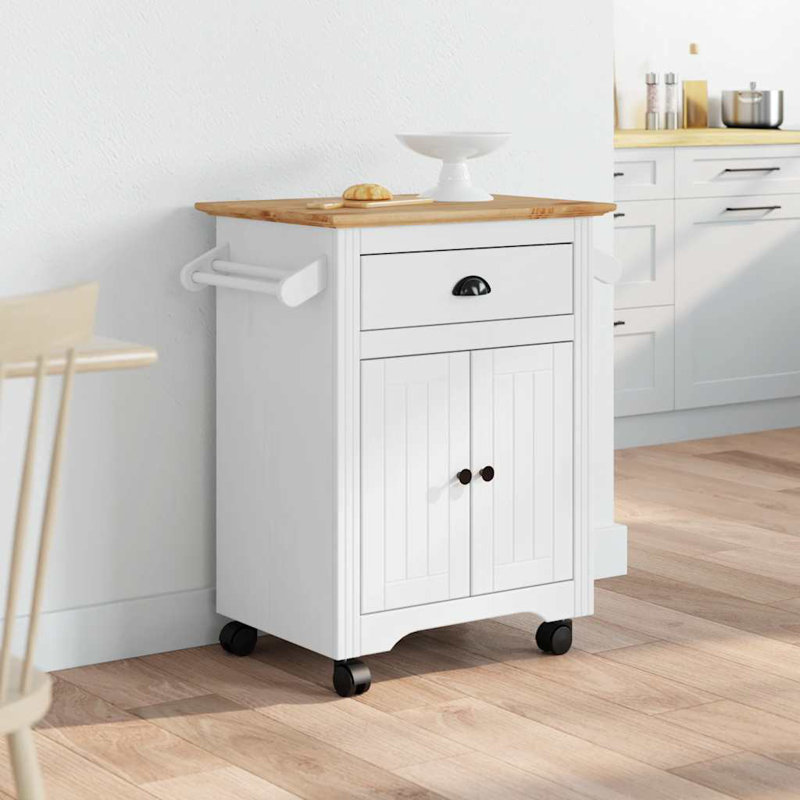 Kitchen Serving Cart, White/Brown