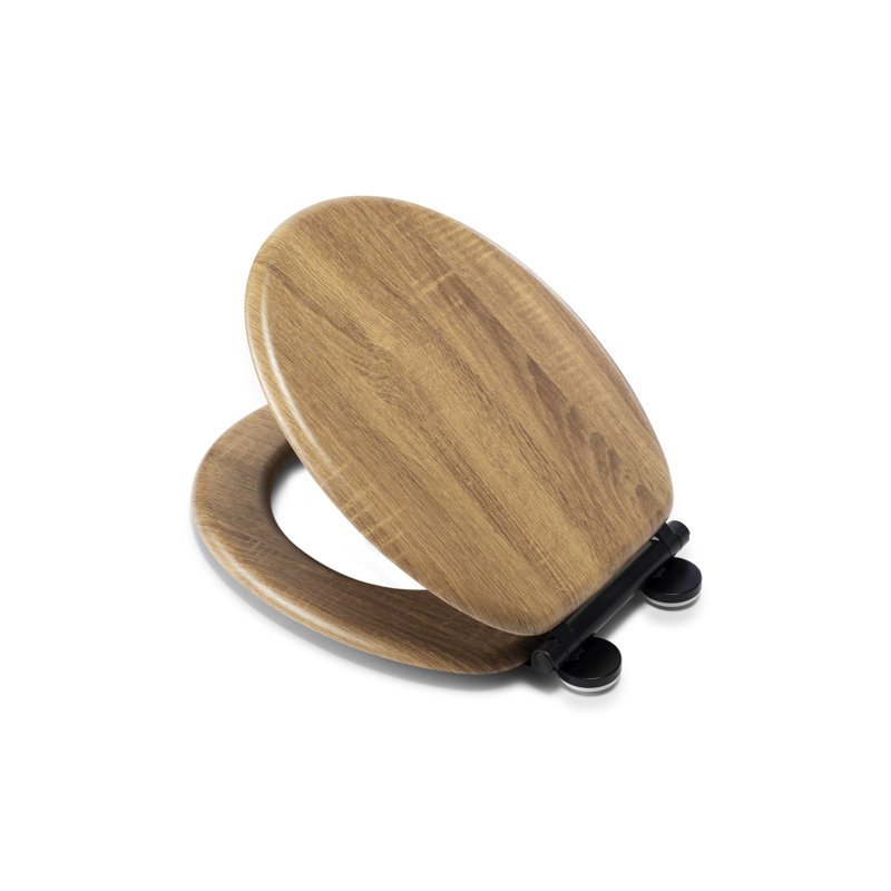 Croydex Soft Close Wooden Toilet Seat - Quick Release for Easy Cleaning and Adjustable Hinges with Top and Bottom Fixings, Antibacterial Seat Surface