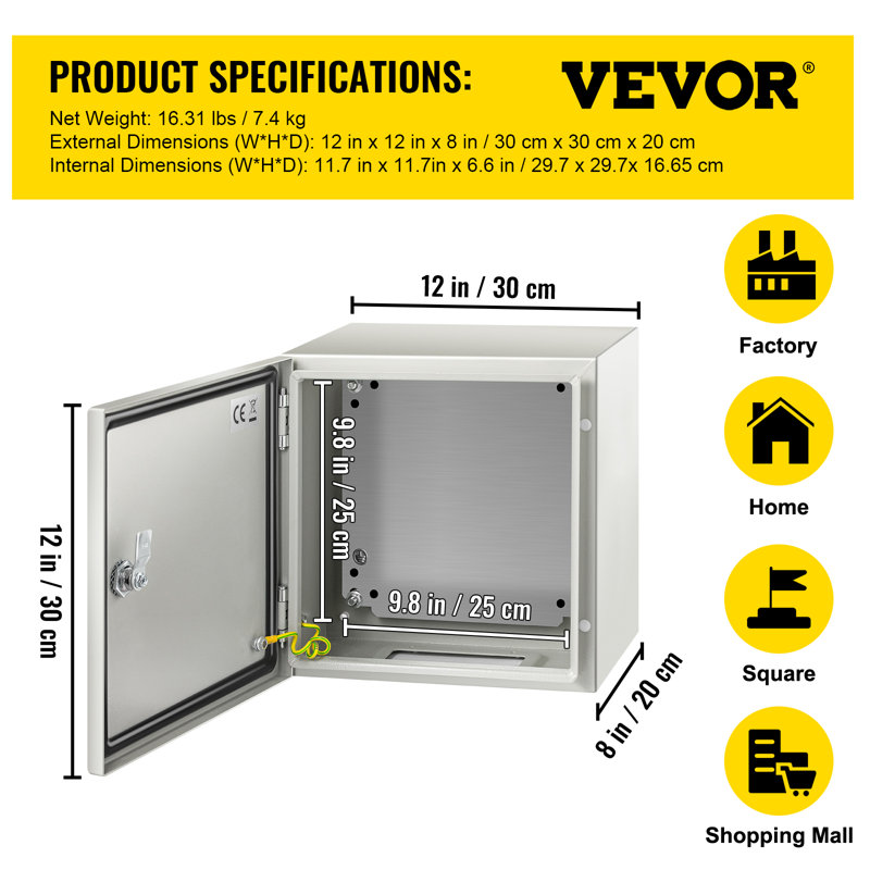 VEVOR Cable Organizer, 20" H x 12" W x 10" D, Gray