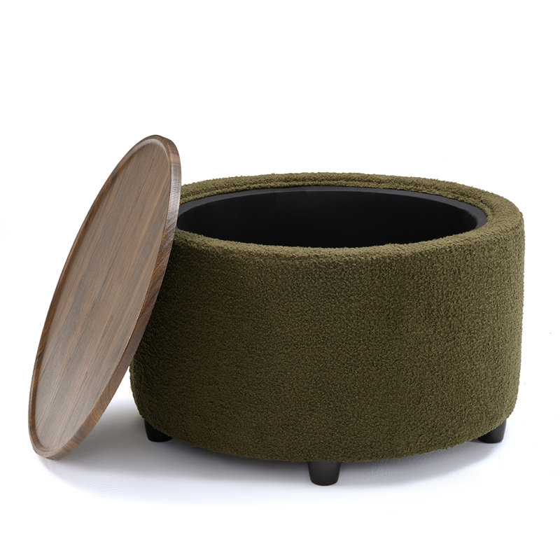 Teddy Round Coffee Table with Storage, Olive Green