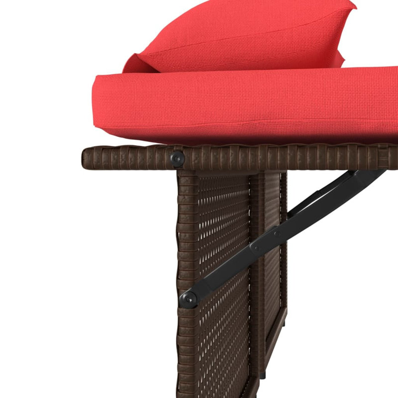 Banc de patio inclinable avec coussins vidaXL, Rouge / brun