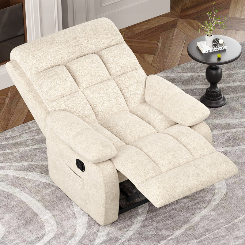 Fauteuil inclinable moderne rembourré avec coussins moelleux et accoudoirs rembourrés, Beige