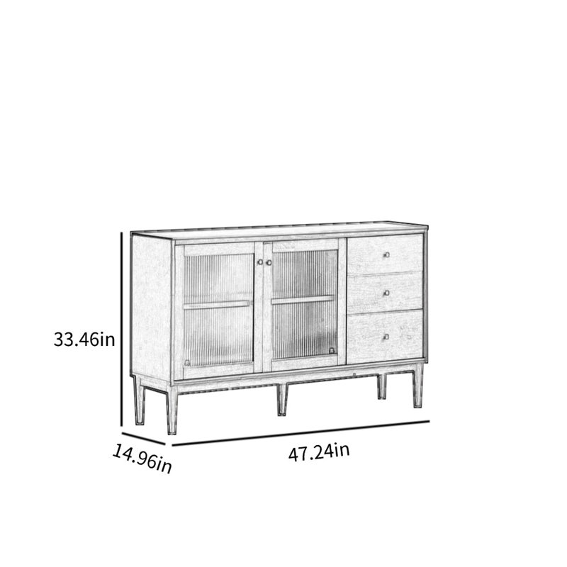 Armoire d'appoint moderne en bois de couleur noyer, H 33,46 po x l 47,24 po x P 14,96 po
