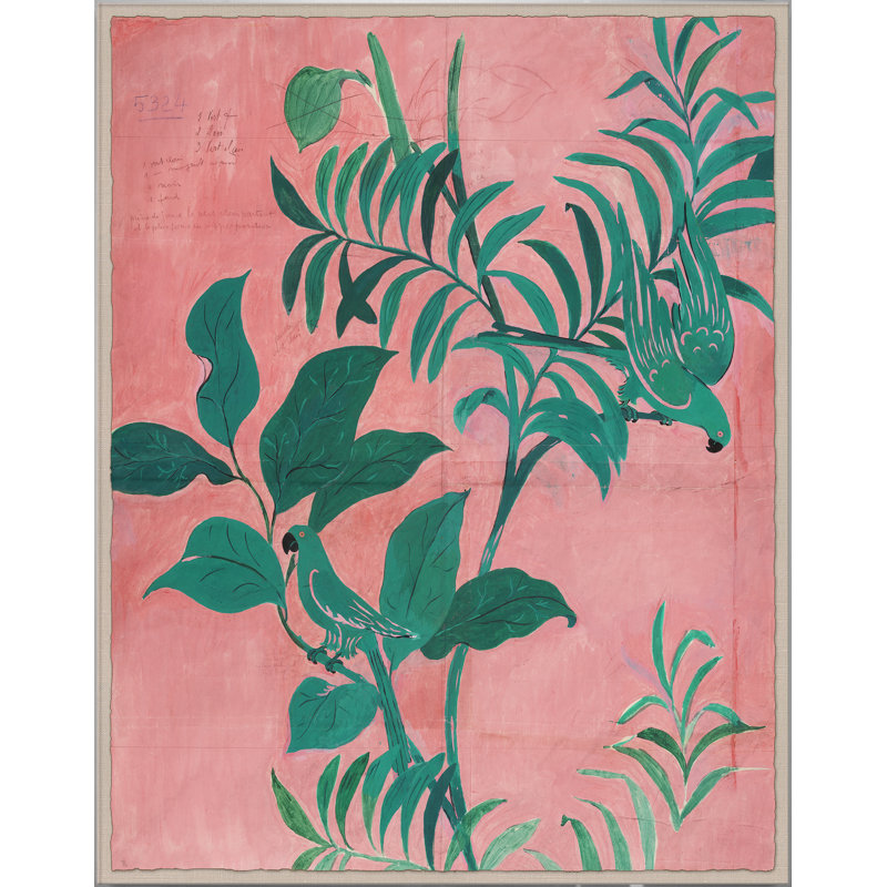 Pink Birds Print by Paule Marrot, Acrylic Box, 56" H x 44" W x 1.25" D