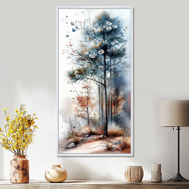 «Blue Brown Lemuel I», reproduction d'art sur toile encadrée pin, H 40 po x l 20 po, White Floater Framed