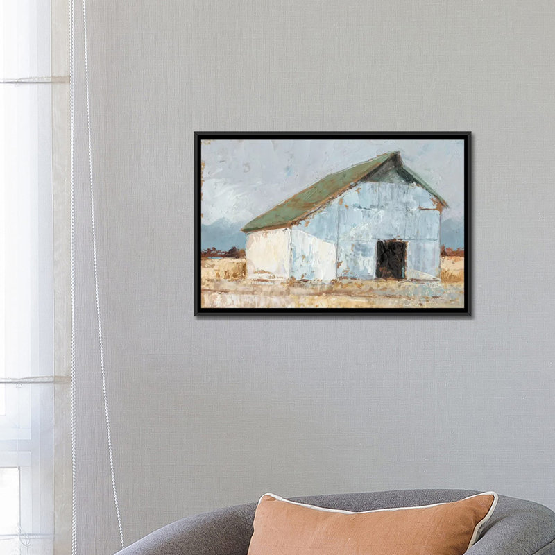 « grange i », impression sur toile, H 18 po x l 26 po x P 1,5 po, Toile avec cadre noir, Pas de tapis