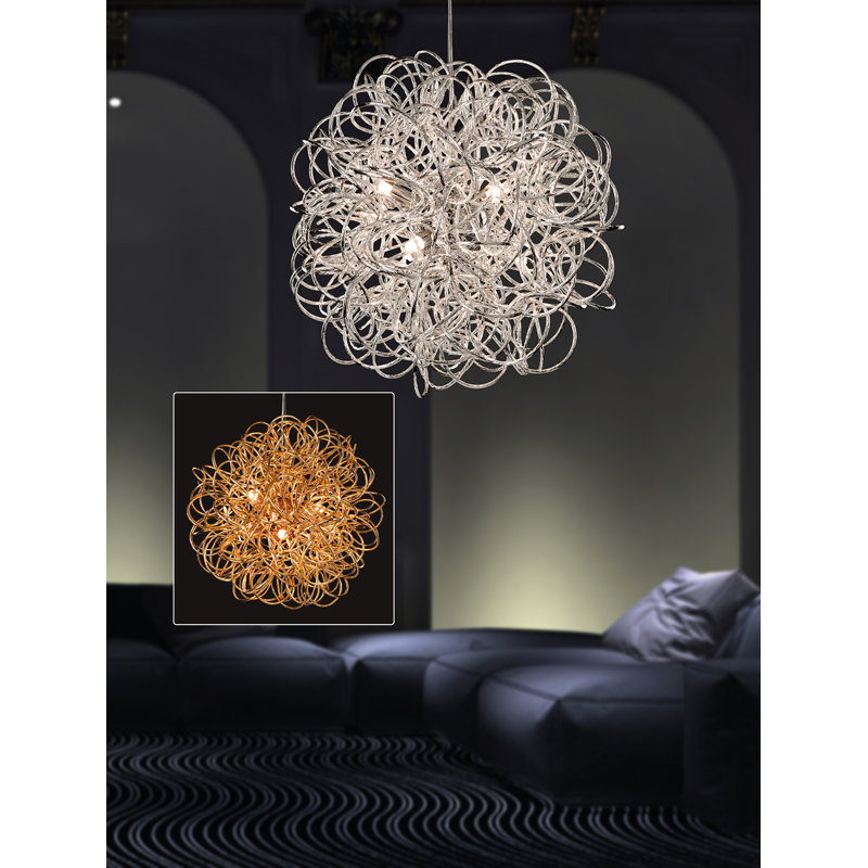 STELLA 6 - Light Unique/Statement Pendant, Polished Chrome
