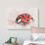 Red Ladybird Insect on a Pink Petal Watercolour - Wrapped Canvas-56659323